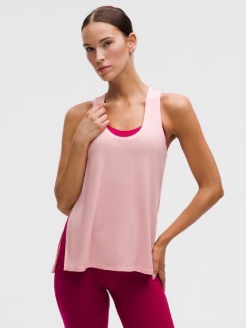 Lululemon SilkyAppeal side slit tank top- Blush Quartz, Medium